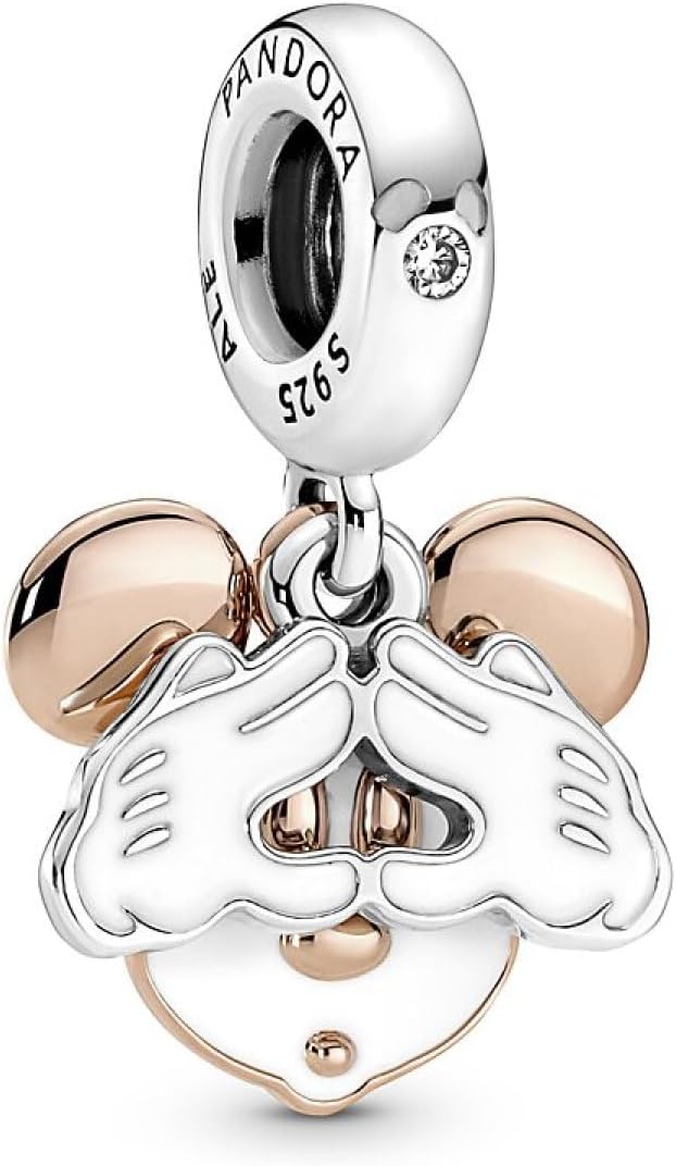 パンドラ ブレスレットチャーム レディース Disney Mickey Mouse Double Dangle Charm シルバー ローズゴールド 780112C01 PANDORA｜カオパニ店