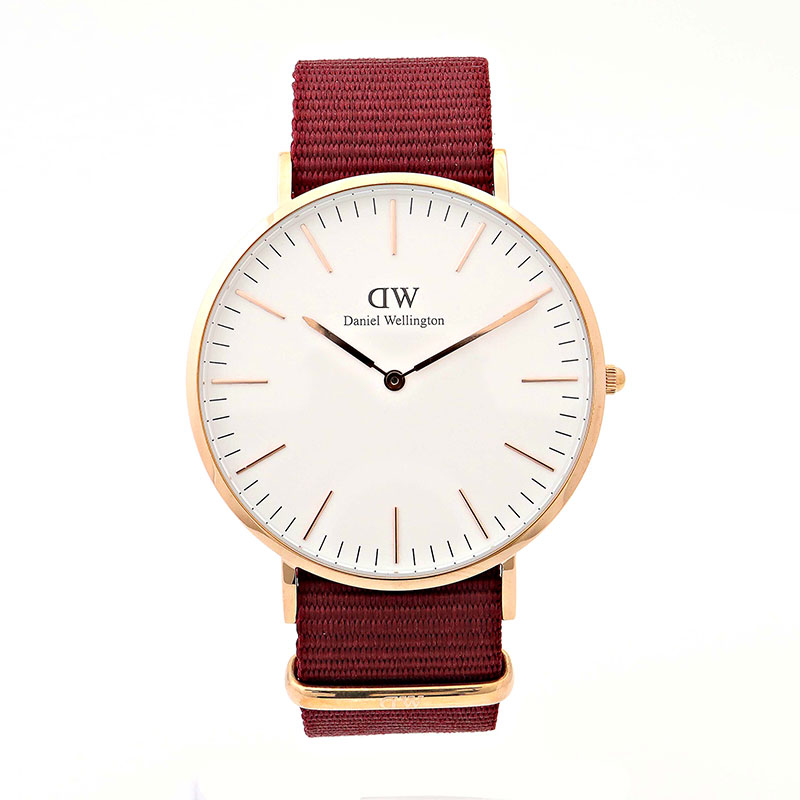 ダニエルウェリントン 腕時計 メンズ ホワイト レッド Classic Roselyn ナイロンベルト Daniel Wellington DW00100267