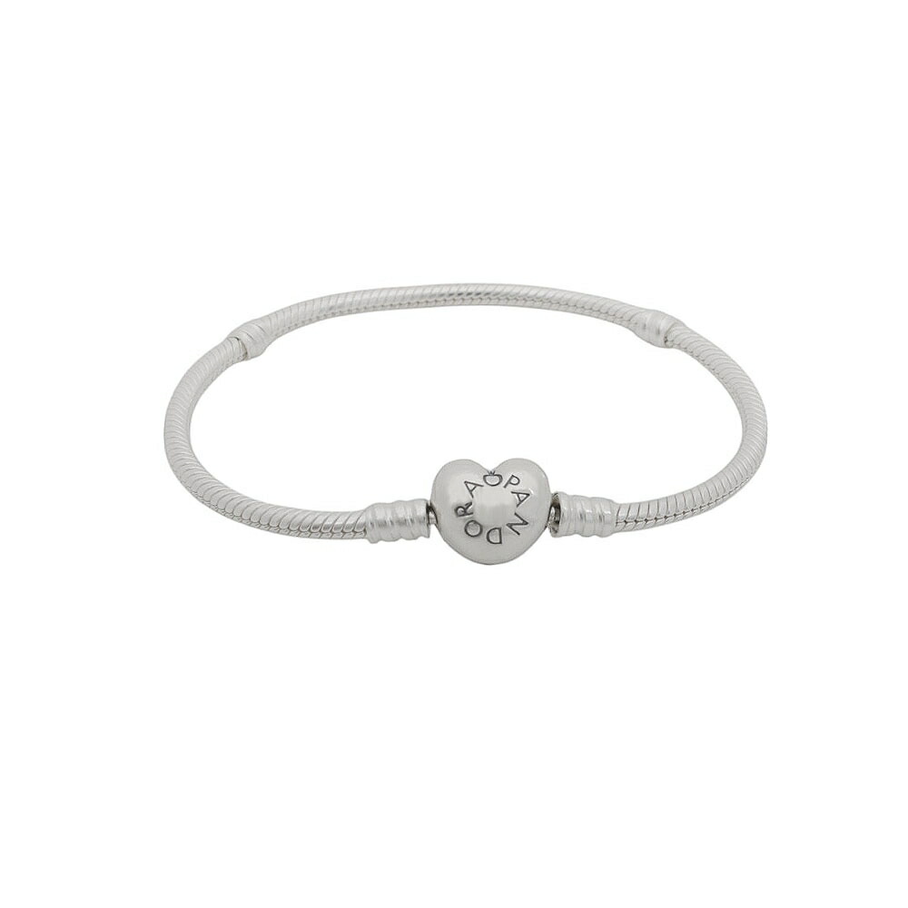 【ブランド名完全無欠BOX\u0026ショッパー付き添い人】 パンドラ PANDORA Moments Heart \u0026 Snake Chain Bracelet 佩び物 腕輪 590719-19 レディース しろがね色