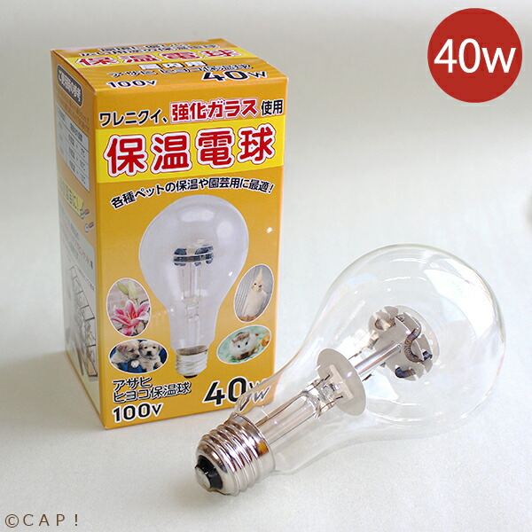 【アサヒ】ペットヒーター、電子スーモスタット、保温電球 40W 楽天市場】アサヒ ペットヒーター 40W : CAP！