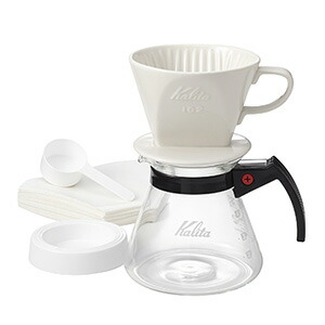 Kalita ドリップ器具セット 102-ロトセットN (2〜4杯用) 陶器製ドリッパー/フィルター/500cc用コーヒーサーバー/メジャーカップ/ロト受け 化粧箱入り/#35163【キャピタルコーヒー/CAPITAL】画像