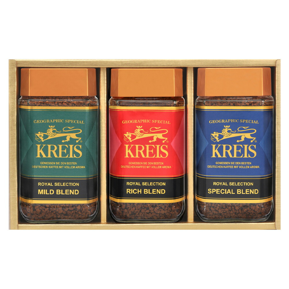 KREIS クライス インスタントコーヒー ギフト用3種詰合せ マイルドブレンド100g×1/リッチブレンド100g×1/スペシャルブレンド100g×1 DEK-55 キャピタルコーヒー CAPITAL