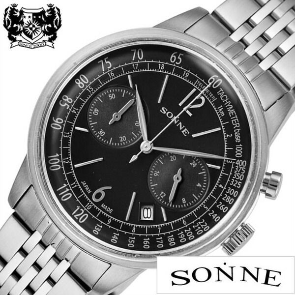 ゾンネ腕時計 SONNE時計 SONNE 腕時計 ゾンネ 時計 ヒストリカル コレクション Historical Collection メンズ ブラック HI002BK 正規品 新作 人気 流行 防水 シルバー メタル 日本製 ブランド 誕生日 プレゼント ホワイトデー ギフト 旅行