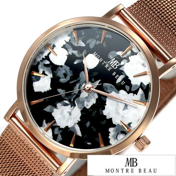 MONTRE BEAU時計 BEAU 腕時計 モントレボー 時計 レディース ホワイト 替えベルト ピンクゴールド デザインウォッチ シンプル レッド フラワー お花 花柄 ボタニカル デート 仕事 手頃 かわいい 誕生日 プレゼント ホワイトデー ギフト 旅行 11,715円