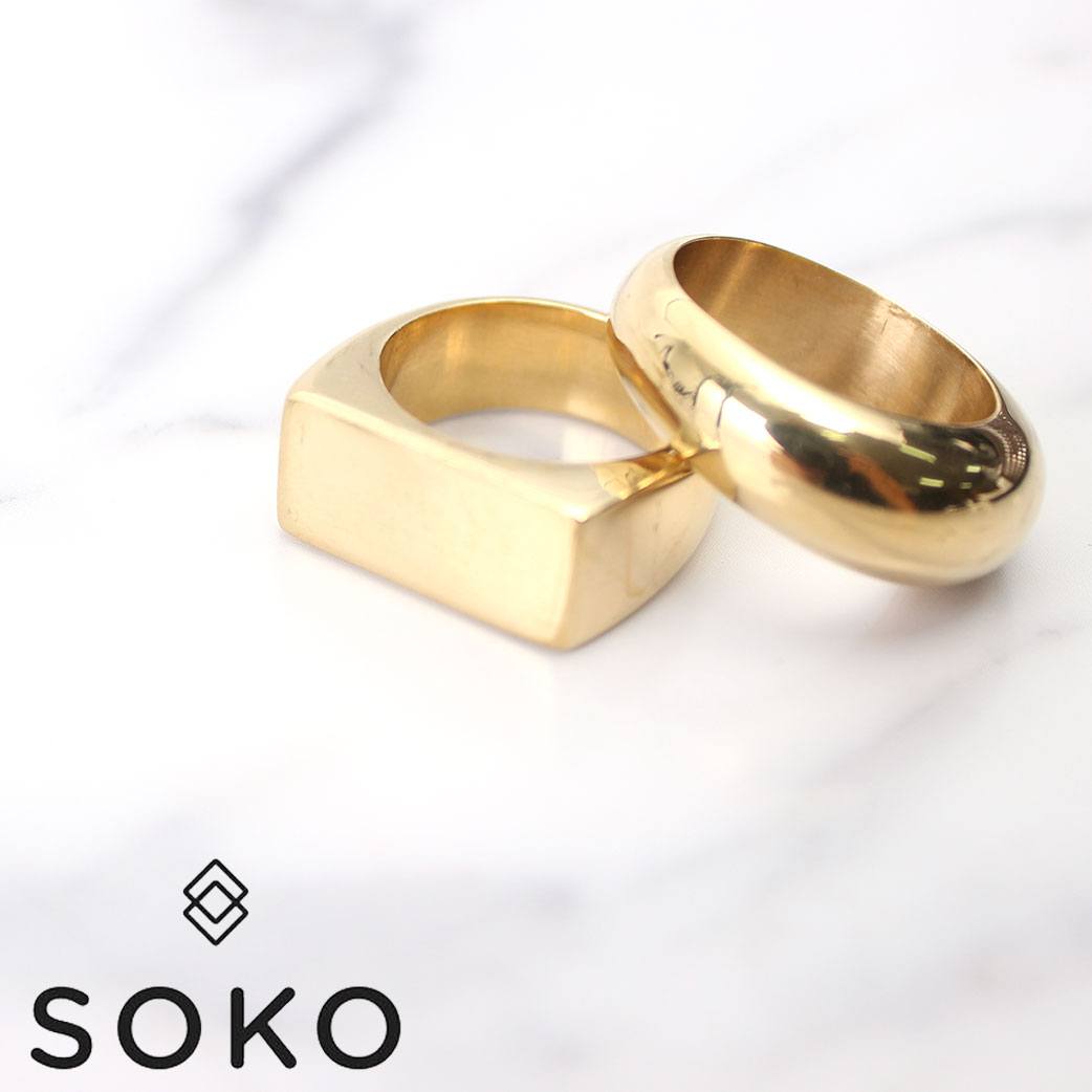 SOKO リング ソコ 指輪 スタッキング Ozuru Stacking Rings レディース JR174067-BR0 [ 正規品 ブランド フェアトレード ゴールド 金 大きめ ペアリング 9号 11号 13号 15号 おしゃれ 重ね付け 女性 フリーサイズ プレゼント ギフト ］ 誕生日 冬ギフト