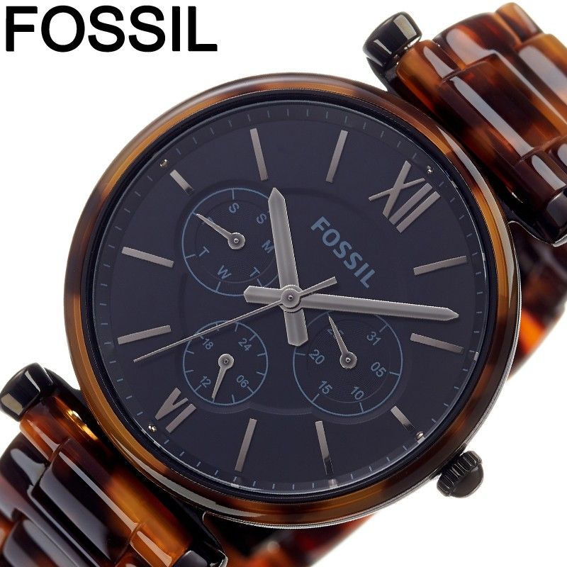 時間指定不可 フォッシル腕時計 レディース ブランド べっ甲 べっこう マーブル Fossil時計 Fossil 腕時計 フォッシル 時計 カーリー Carlie ブラック Es4659 人気 レトロ アンティーク 日付カレンダー クロノグラフ 誕生日 記念日 新生活 プレゼント ギフト 海外