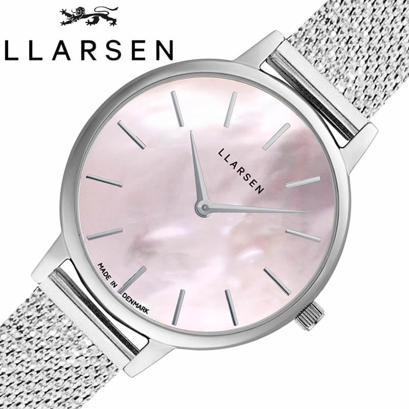 おしゃれな北欧ブランド エルラーセン 腕時計 LLARSEN 時計 エル ラーセン キャロライン Caroline 女性 レディース LL146SSPSM 華奢 小ぶり シンプル ブランド シェル ピンク メッシュベルト アンティーク 風 彼女 プレゼント ホワイトデー ギフト 入学