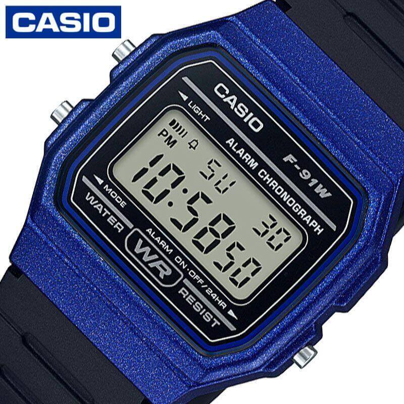 カシオ 腕時計 CASIO 時計 スタンダード STANDARD メンズ CASIO-F-91WM-2AJH 男性 ブルー・液晶 ブラック クォーツ おすすめ おしゃれ ブランド 誕生日 プレゼント 新社会人 入学 卒業 ギフト 祝い 父 父親 お父さん 夫 旦那 彼氏