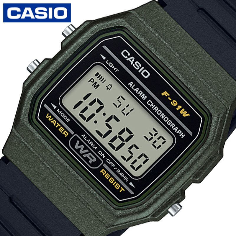 カシオ 腕時計 CASIO 時計 スタンダード STANDARD メンズ CASIO-F-91WM-3AJH 男性 カーキ・液晶 ブラック クォーツ おすすめ おしゃれ ブランド 誕生日 プレゼント 新社会人 入学 卒業 ギフト 祝い 父 父親 お父さん 夫 旦那 彼氏