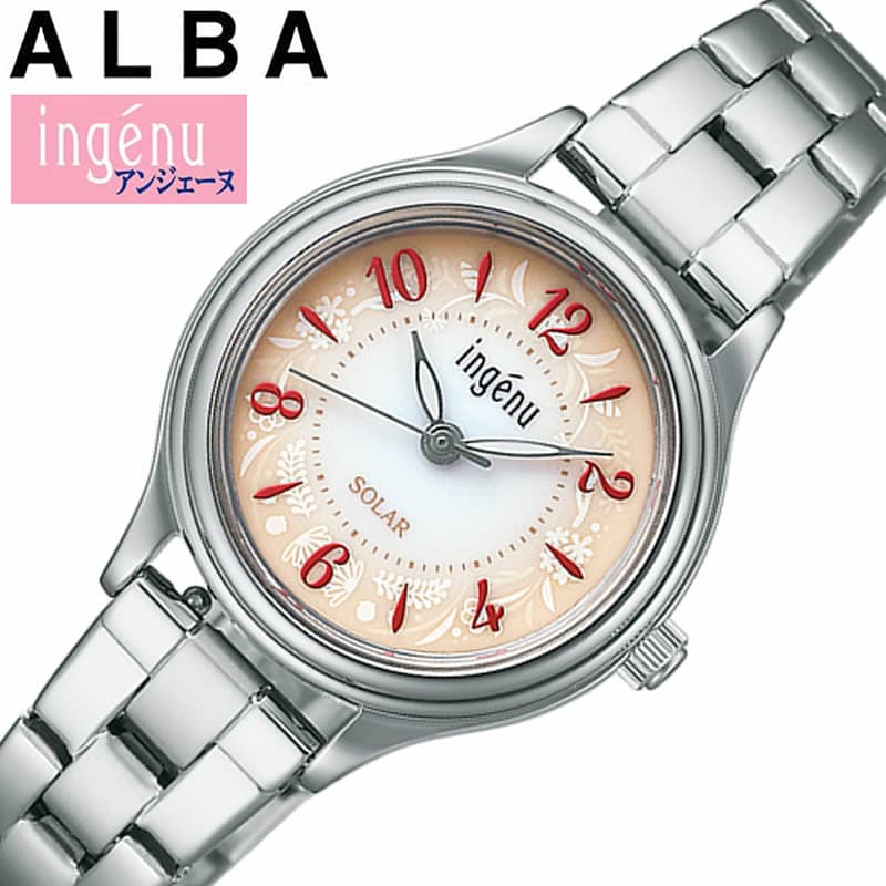 セイコー アルバ 腕時計 SEIKO ALBA 時計 アンジェーヌ ingenu レディース ホワイト レッドグラデーション ソーラー AHJD435 おすすめ おしゃれ ブランド プレゼント 新社会人 入学 卒業 ギフト 母の日