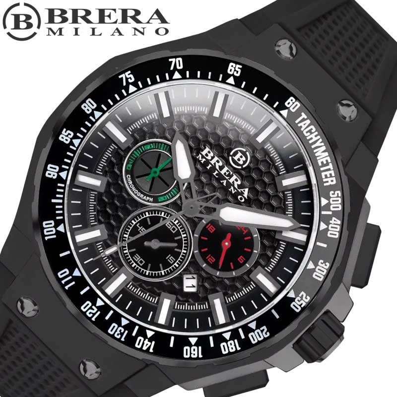 ブレラミラノ 腕時計 BRERA MILANO 時計 グランツーリスモ GT2 GRANTURISMO メンズ ブラック クロノグラフ BMGTQC4503 イタリア ブランド 話題 かっこいい おすすめ おしゃれ プレゼント ホワイトデー ギフト｜ブランドアクセと腕時計のカプセル