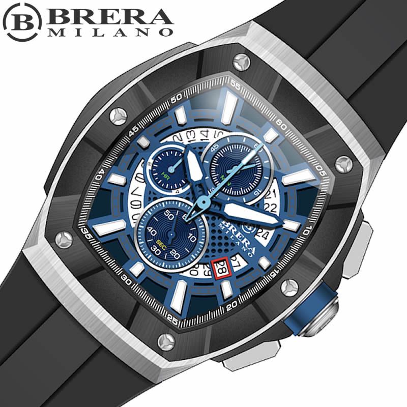 ブレラミラノ 腕時計 BRERA MILANO 時計 スーパースポルティーボ トノー SUPERSPORTIVO TONNEAU メンズ ブルー クロノグラフ BMSSTNQC4101 イタリア ブランド 話題 かっこいい おすすめ おしゃれ プレゼント 新社会人 入学 卒業 ギフト