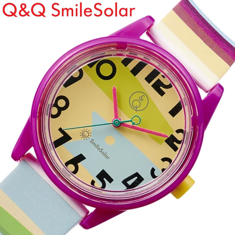 シチズン 腕時計 Q&Q 時計 軽い ソーラー 防水 スマイルソーラー Smile Solar アーティストコラボ R01A-514VK イエロー テキスタイル SNAKE BORDERM かわいい 小さい 女の子 男の子 子供 キッズ レディース ブランド プレゼント 新社会人 入学 卒業 ギフト 母の日