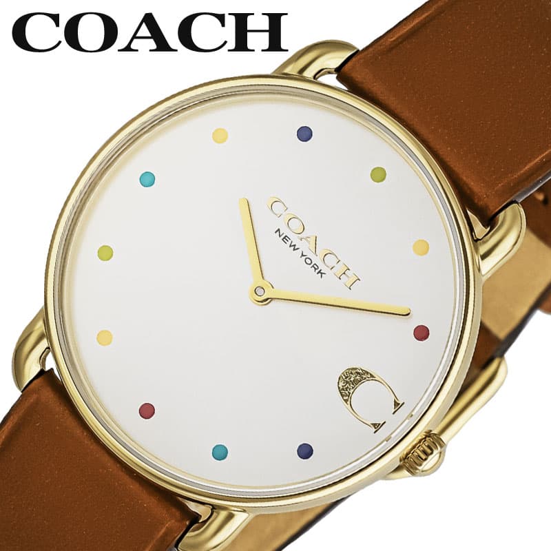 コーチ 腕時計 COACH 時計 エリオット ELLIOT レディース CO-14504206 女性 ホワイト ブラウン レザー 牛革 革 革製 シンプル きれいめ かわいい 定番 万能 大人カジュアル センス 上品 おすすめ おしゃれ ブランド プレゼント 新社会人 入学 卒業 ギフト 母の日