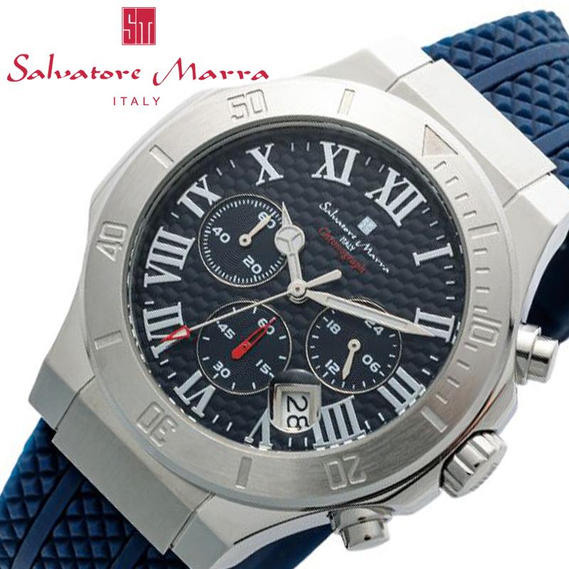 サルバトーレ マーラ 腕時計 Salvatore Marra 時計 メンズ SM23106-SSBL 男性 ネイビー ラグジュアリー スポーツ スポーティ クロノグラフ クロノ メタル ラバー シリコン 大人 カジュアル おすすめ おしゃれ ブランド プレゼント ホワイトデー ギフト