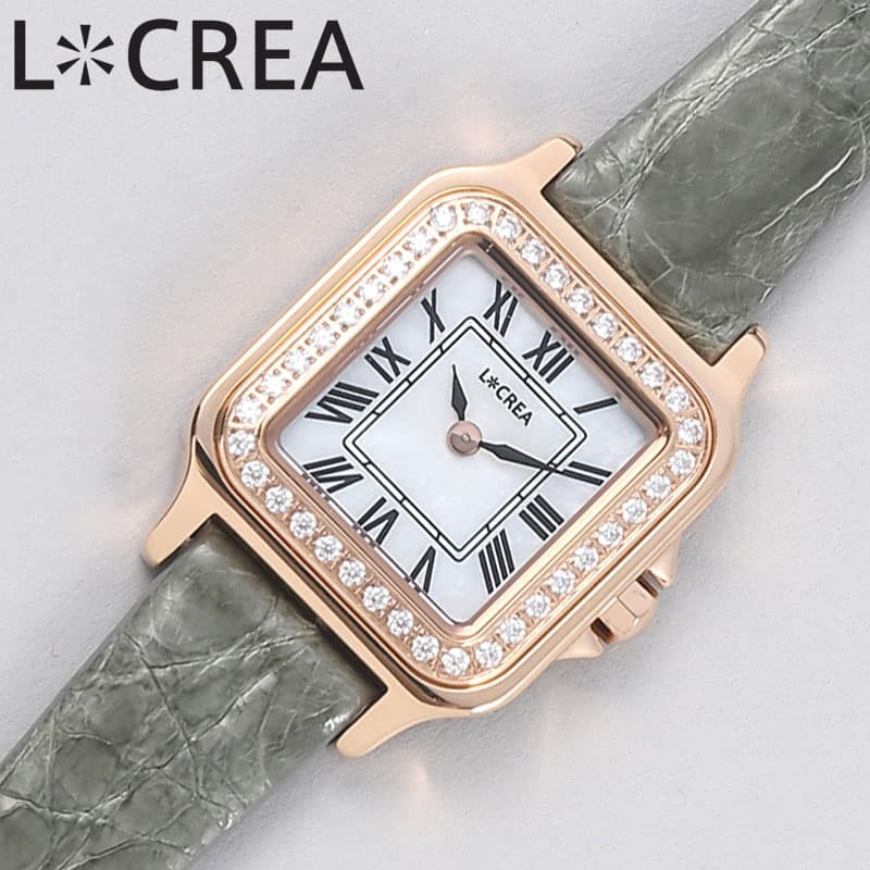 ルクレア 腕時計 LCREA 時計 キャレ キュービックジルコニア レディース ピンクゴールド ソーラー カレ ビジネス 女性 電池交換不要 日本製 かわいい ファッション おすすめ ブランド プレゼント LC2301-PGCSA CARRE de CZ 新社会人 入学 卒業 ギフト
