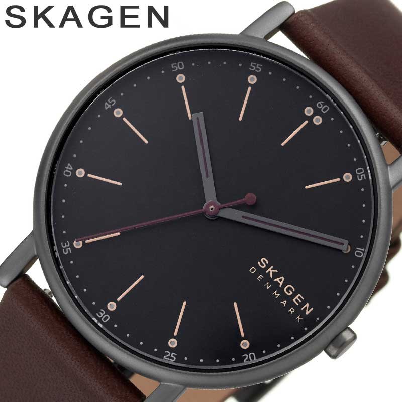 スカーゲン 腕時計 SKAGEN 時計 シグネチャー メンズ ブラック ブラウン 男性 仕事 ビジネス オフィス スーツ 記念日 贈り物 就活 就職祝い祝い シンプル 薄型 軽い レザー 革 革ベルト SKW6860 おすすめ ブランド プレゼント 新社会人 入学 卒業 ギフト 父の日｜ブランドアクセと腕時計のカプセル