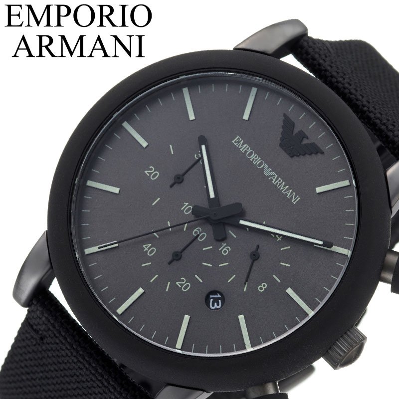 EMPORIO ARMANI 腕時計 ブラック EMPORIO ARMANI エンポリオアルマーニ 時計 メンズ クロノグラフ