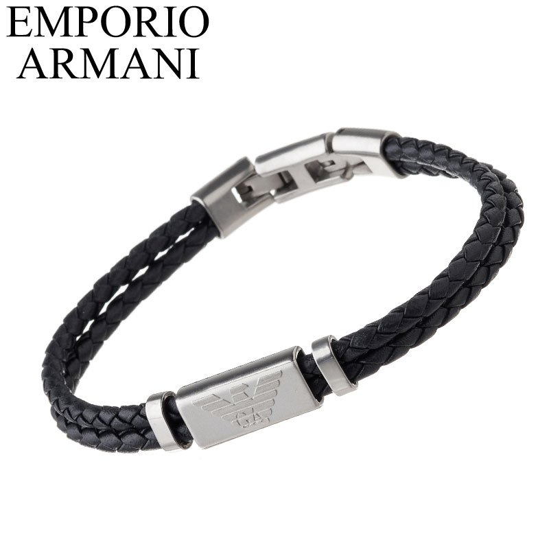エンポリオ アルマーニ EMPORIO ARMANI 新社会人 入学 卒業 プレゼント アクセサリー メンズ ブレスレット 男性 レザー 2重 2重巻き レザーバングル バングル 記念日 贈り物 彼氏 夫 旦那 様 パパ 父 息子 かっこいい EGS2995040 定番 おすすめ ギフト