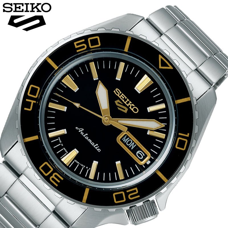 セイコー 腕時計 SEIKO 時計 メンズ 男性 黒 ブラック 機械式 5 sports ファイブ メタル メタルバンド ステンレス 日付 曜日 カレンダー アナログ 自動巻き 手巻き 日本製 ゴールド シンプル メカニカル スタンダード SBSA261 プレゼント 新社会人 入学 卒業 ギフト