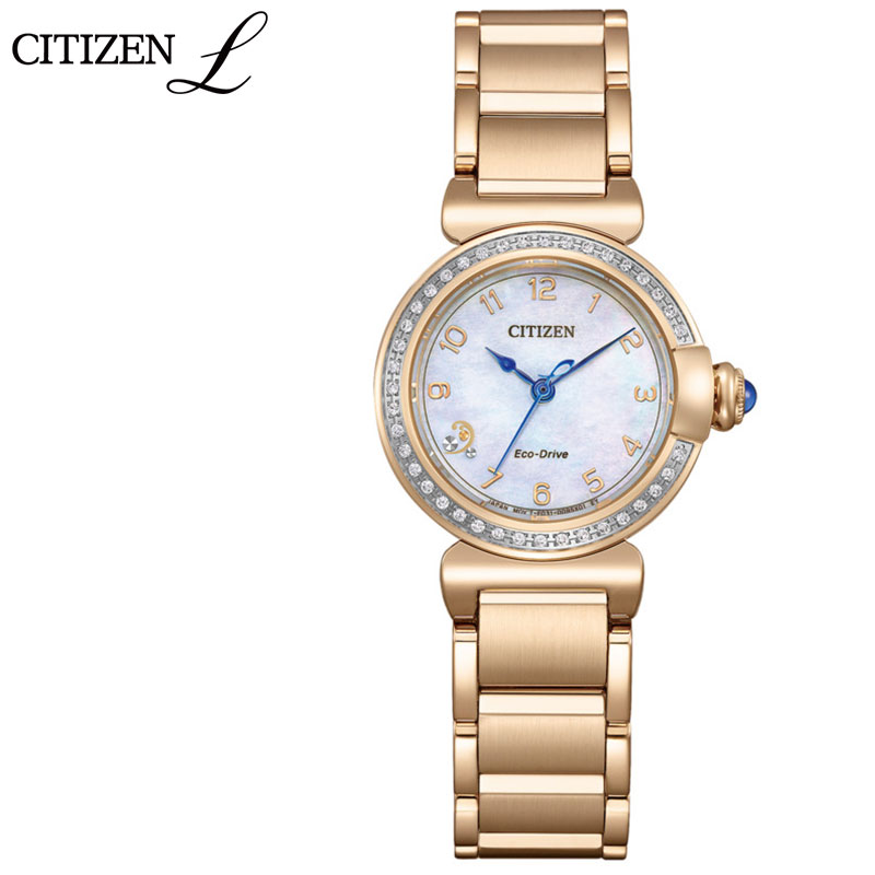 シチズン 腕時計 CITIZEN 時計 シチズンエル ラウンドコレクション L ROUND collection レディース EM1123-89D 女性 ホワイト ゴールド ソーラー おすすめ おしゃれ ブランド プレゼント 新社会人 入学 卒業 ギフト 母の日|ブランドアクセと腕時計のカプセル