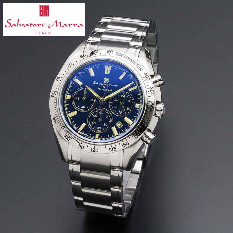 サルバトーレマーラ 腕時計 SalvatoreMarra 時計 クロノグラフ メンズ SM18106-SSBLSV 男性 ブルー シルバー 人気 おすすめ おしゃれ ブランド プレゼント ホワイトデー ギフト
