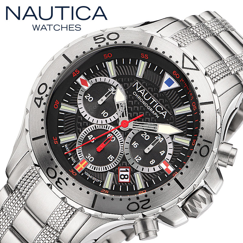 ノーティカ 腕時計 NAUTICA NST CHRONO 時計 エヌエスティークロノ メンズ WNANAPNSF204 男性 BLACK(ブラック) SILVER(シルバー) 人気 おすすめ おしゃれ ブランド プレゼント 新社会人 入学 卒業 ギフト｜ブランドアクセと腕時計のカプセル