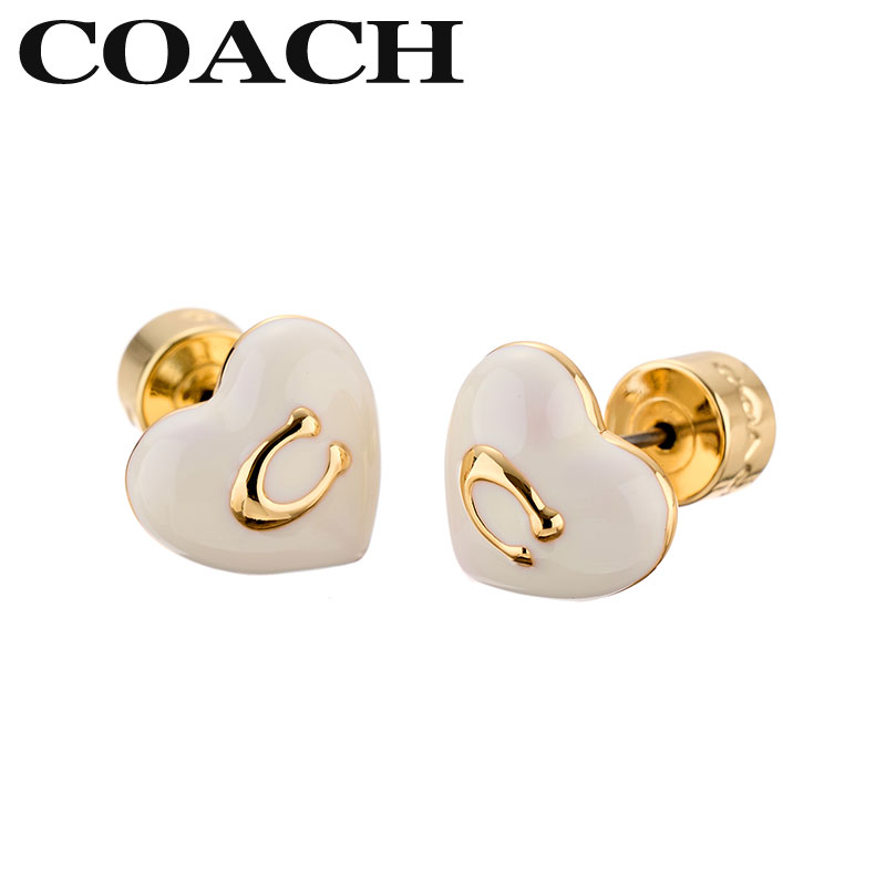 コーチ ピアス 448375GLD100 ホワイト 楽天市場】コーチ ピアス COACH 448375 GLD100 レディース