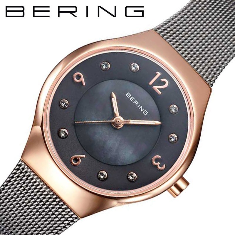 ベーリング 腕時計 BERING 時計 クラシック スカンナビアン Classic Scandinavian Stone & CurvingMesh ステンレススチール レディース 女性 ジルコニア サファイア ガラス 3針 クオーツ 11427-262 可愛い かわいい おしゃれ ブランド プレゼント 新社会人 入学 卒業