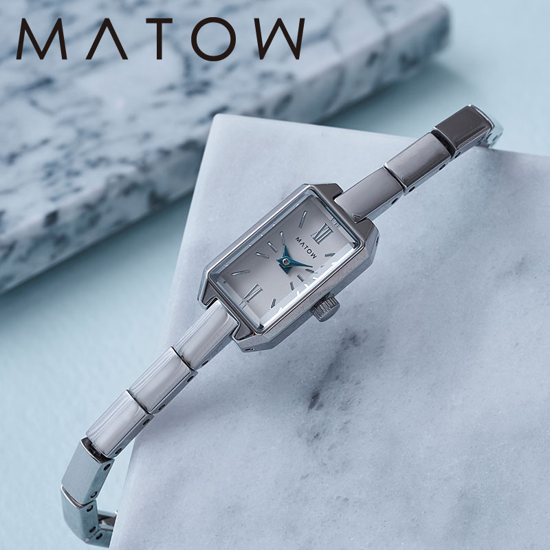 マトウ 腕時計 MATOW 時計 清月 ミニスクエア Tsuki Collection MINISQUARE レディース シルバー ホワイト クォーツ ronda MW005004 人気 おすすめ おしゃれ ブランド プレゼント 入学 卒業 ギフト カジュアル ファッション 見やすい 華奢 女性らしい 着け心地 母の日