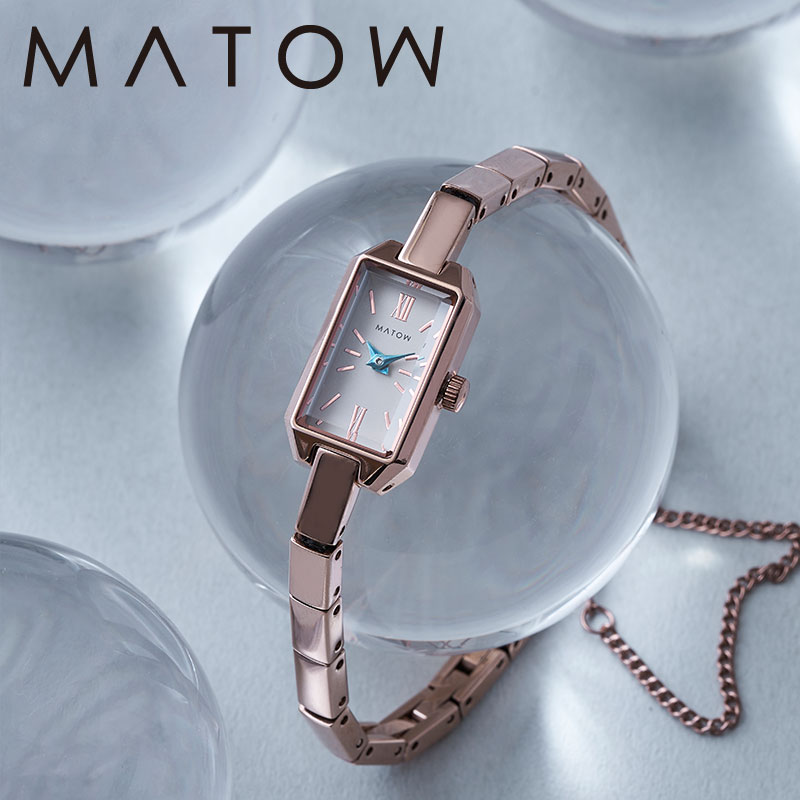 マトウ 腕時計 MATOW 時計 清月 ミニスクエア Tsuki Collection MINISQUARE レディース ローズゴールド ホワイト クォーツ ronda MW005005 人気 おすすめ おしゃれ ブランド プレゼント 入学 卒業 カジュアル ファッション 見やすい 華奢 女性らしい 着け心地 母の日
