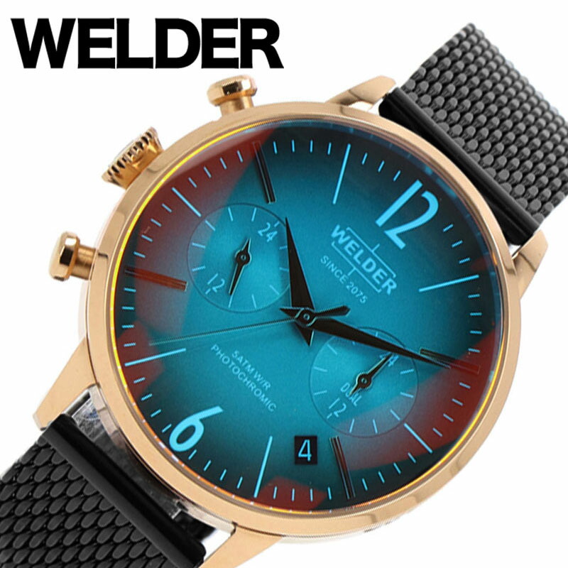 ウェルダー 腕時計 WELDER 時計 ムーディー Moody メンズ ブルー系（偏光ガラス） WWRC636 人気 おすすめ おしゃれ 光沢感 光映え 光彩 高級感 華やかさ ファッション ビジネス ブランド プレゼント ホワイトデー ギフト