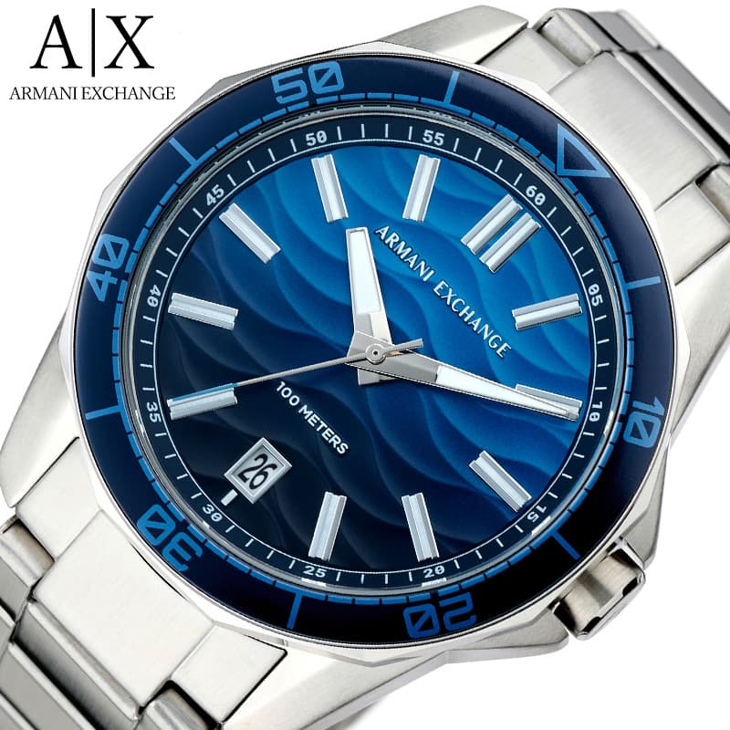 アルマーニ エクスチェンジ 腕時計 ARMANI EXCHANGE 時計 メンズ ブルー ステンレス ベルト シルバー AX1950 シンプル カジュアル かっこいい ビジネス スーツスタイル 彼氏 夫 記念日 誕生日 おすすめ おしゃれ ブランド プレゼント ギフト 新社会人 入学 卒業