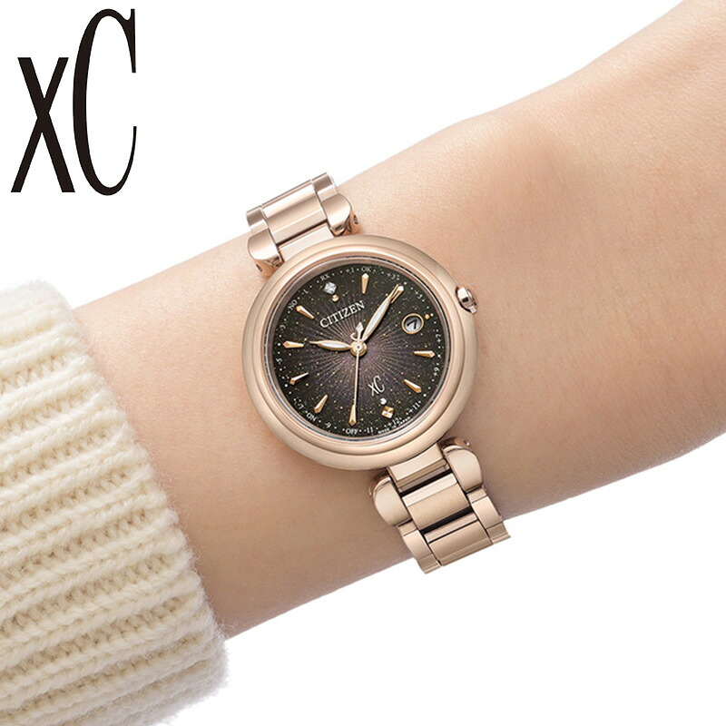 シチズン 腕時計 CITIZEN 時計 クロスシー xC レディース ブラック 電波ソーラー クォーツ（電池式）ローズゴールド チタン ベルト ES9467-97E シンプル カジュアル 高級感 かわいい スーツスタイル おすすめ おしゃれ ブランド プレゼント ギフト 新社会人 入学 卒業 母の日