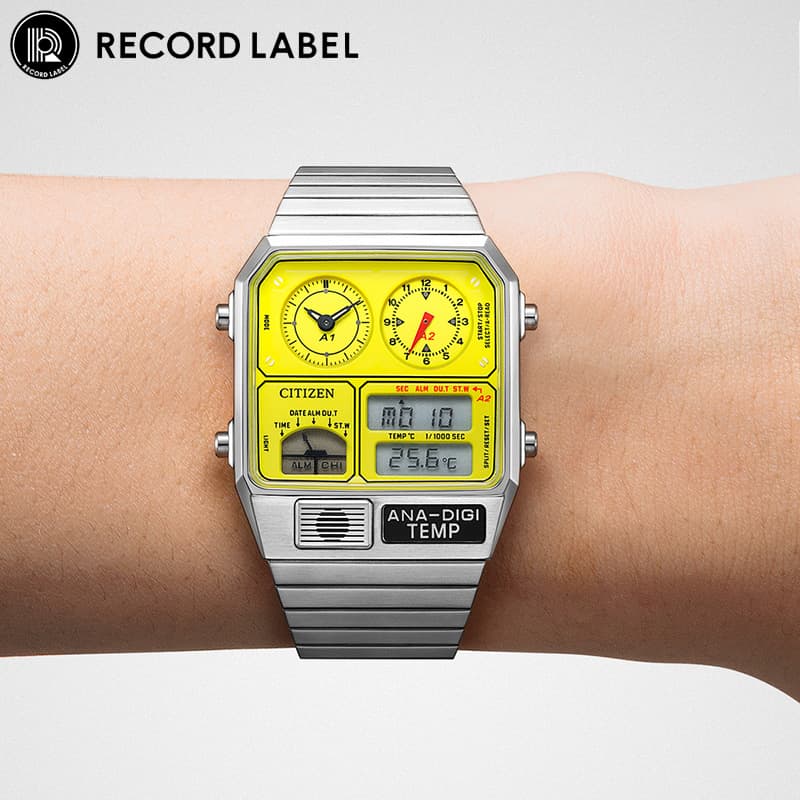 シチズン 腕時計 CITIZEN 時計 レコードレーベル RECORD LABEL メンズ イエロー ステンレス メタル ベルト シルバー JG2170-59Y シンプル カジュアル かっこいい ファッション 記念日 誕生日 彼氏 夫 恋人 夫婦 おしゃれ ブランド プレゼント 新社会人 卒業 入学