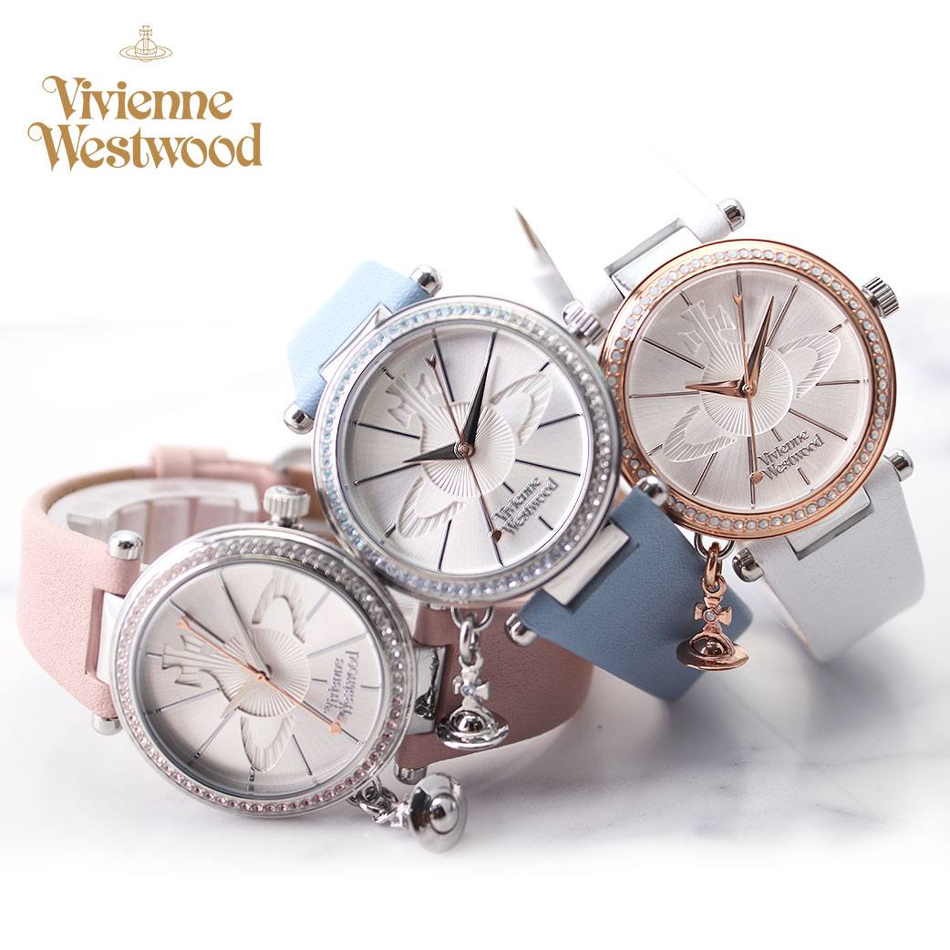 即納 最大半額 ヴィヴィアンウエストウッド腕時計 Viviennewestwood時計 Vivienne Westwood ヴィヴィアン 時計 ビビアン レディース 女性 彼女 誕生日 防水 30代 ブランド 白 レザー 革ベルト 青 水色 かわいい きらきら 誕生日 新生活 プレゼント ギフト