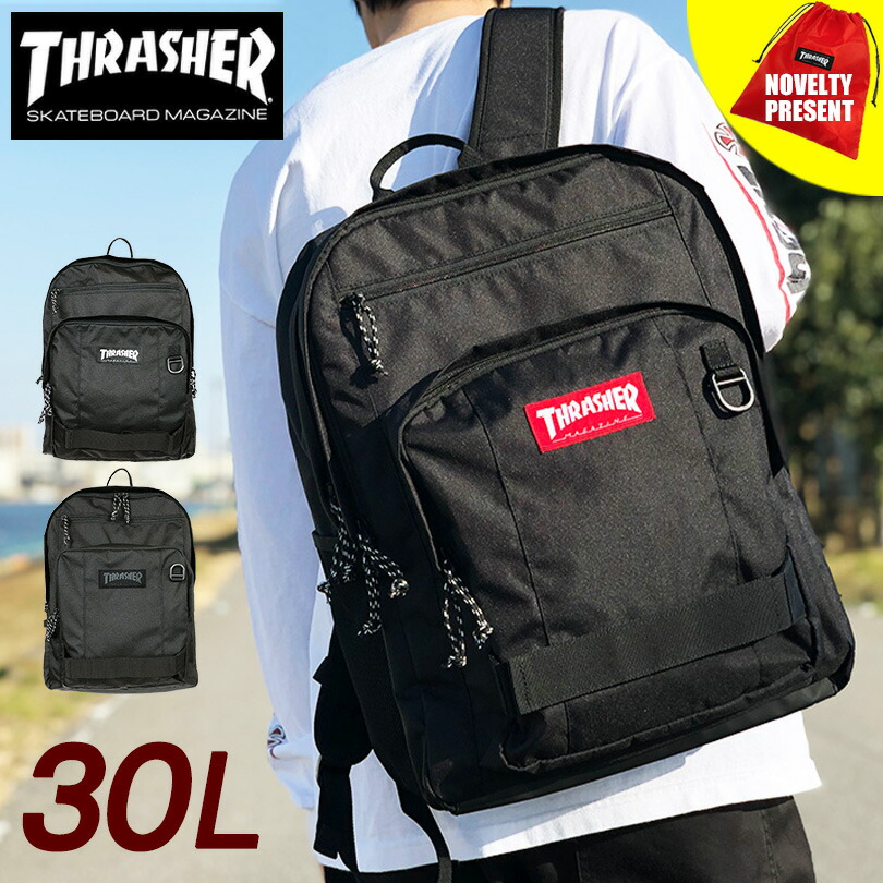 最終値下げ セールクーポン発行中 ノベルティプレゼント スラッシャー Thrasher リュック メンズ レディース 通学 大容量 男子 女子 中学生 高校生 部活 大学生 入学 リュックサック 男女兼用 送料無料 30l 通勤 旅行 丈夫 防水 撥水 バッグ おしゃれ かわいい スケボー