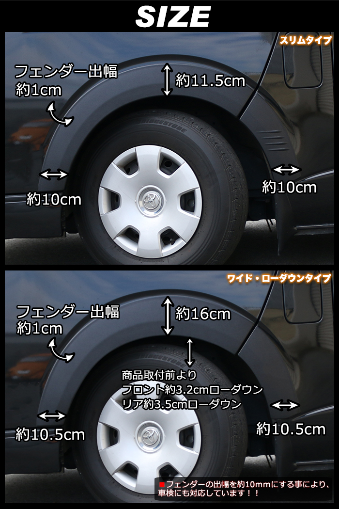 ハイエース 200系 オーバーフェンダー レジアスエース 全年式対応 標準