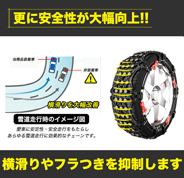 タイヤチェーン 2022年 新型 スパイクピン 大幅増加 非金属 スノーチェーン 樹脂チェーン ジャッキアップ不要 簡単 ハンドルロック TPU  熱可塑性ポリウレタン 樹脂素材 採用 ブラック タイヤ チェーン FJ5133 宅配便配送