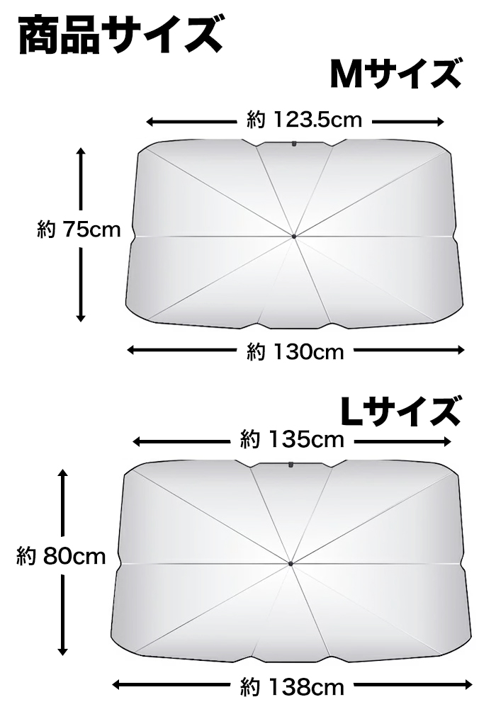 国内発送 65×125 M サンシェード 日除け 車用 傘式 折りたたみ ケース