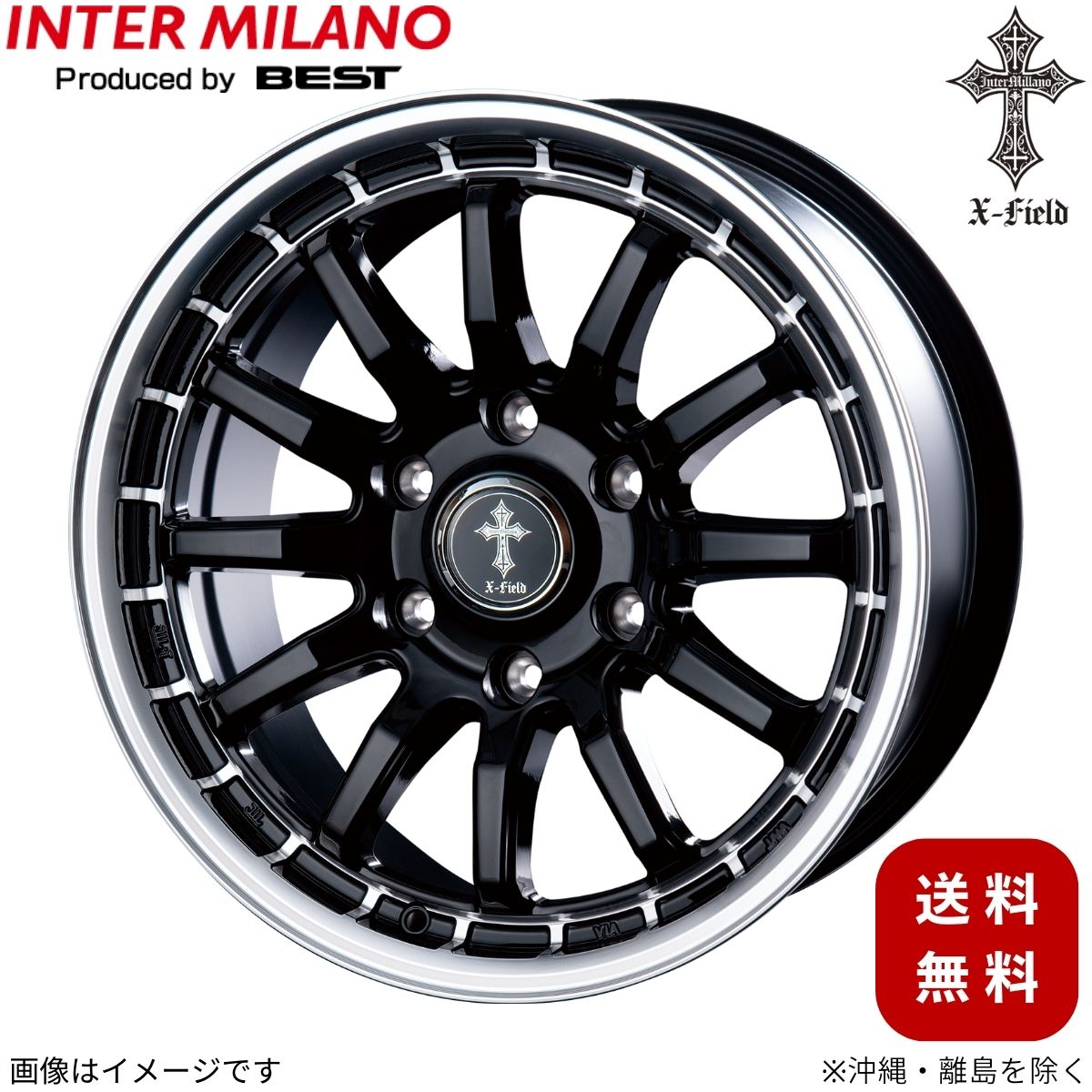 アルミホイール ハイラックス 120系 トヨタ インターミラノ クロスフィールドα 1本 17インチ 6穴 単品 【17×7.5 6-139.7 INSET25 BK/RP】