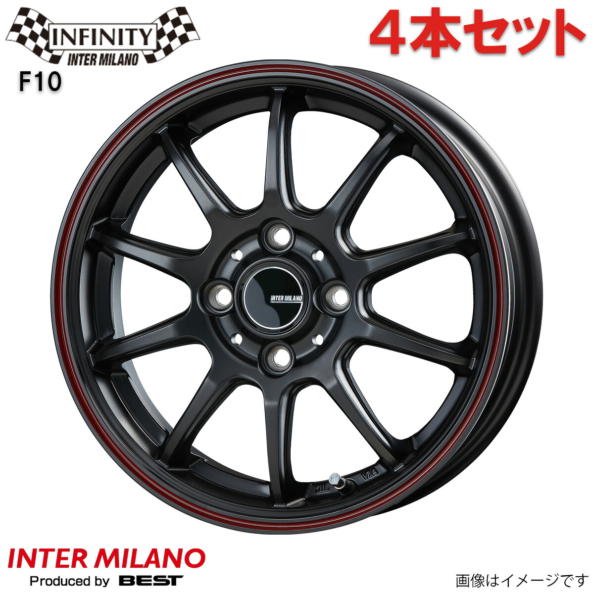 アルミホイール スペイド - トヨタ インターミラノ インフィニティ F10 4本 1台分 15インチ 4穴 【15×5.5J 4-100 INSET43 マットブラック/フランジレッド(MBK/FR)】