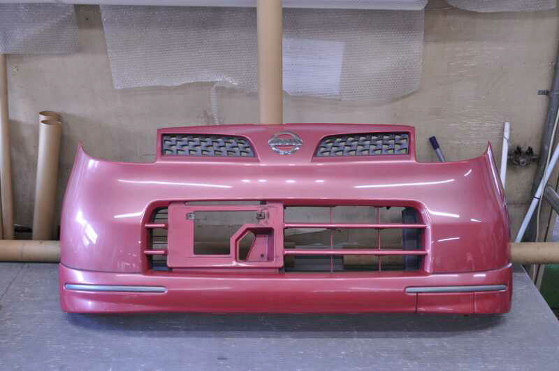 モコ E 前期(MG22S) 純正 破損無 取付OK フロントバンパー スポイラー付 ZEP ピンク 71711-81J/ F2651-4A00K k090474 中古20250603