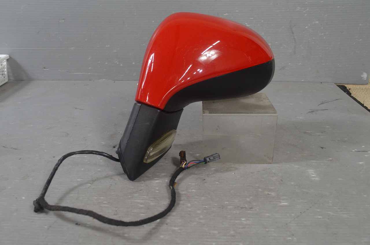 プジョー 207 ターボ 右ハンドル車 純正 破損無 取付OK 動作保証 左 ドアミラー 5P＋4P 電格 ウィンカー付 赤 k084275 中古20240625