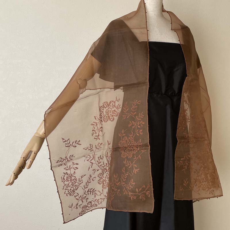 楽天市場】シルク ・ カシミヤ レース ビーズ刺繍 ストール