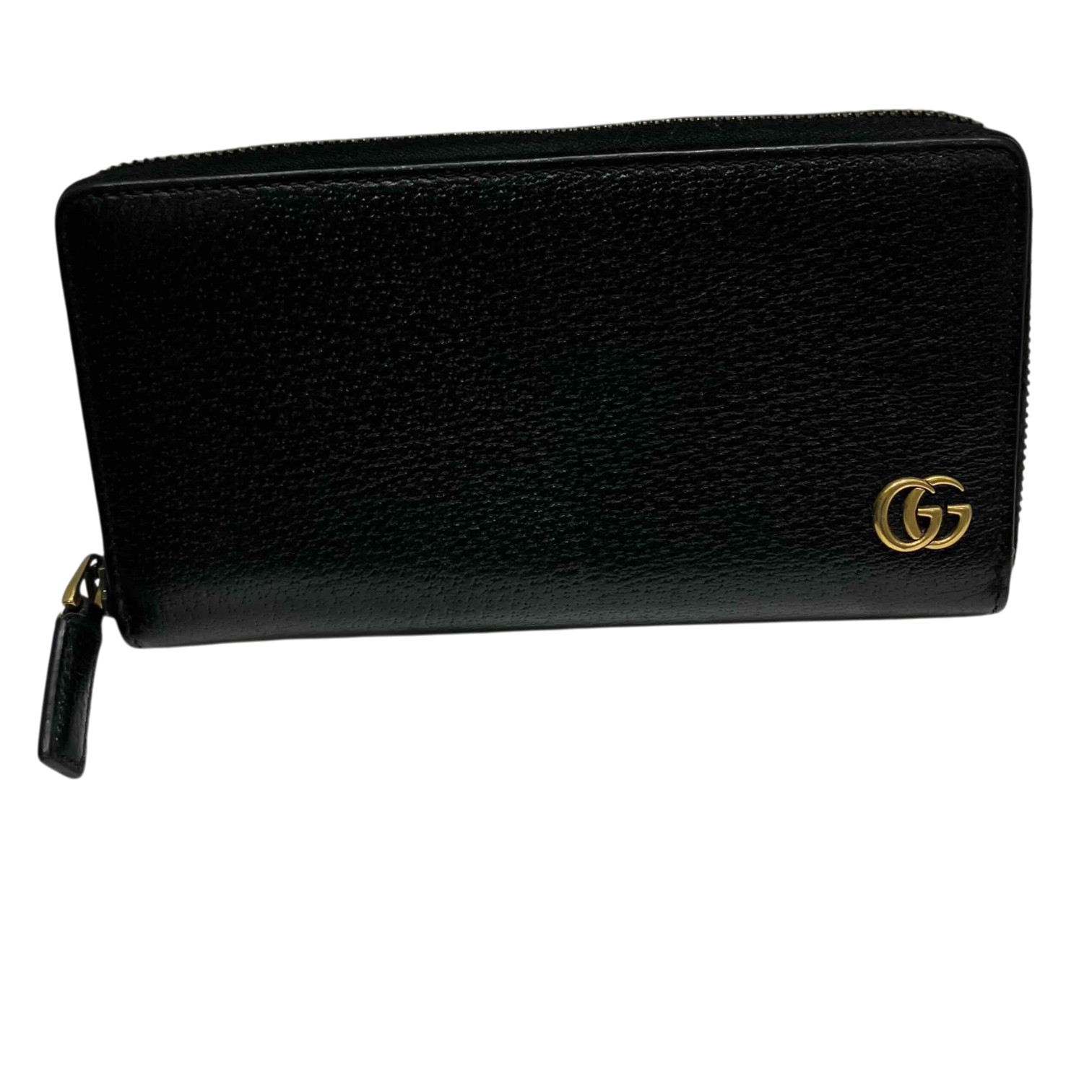 【中古】GUCCI グッチ 長財布 ロングウォレット GGマーモント ラウンドファスナー ブラック レザー レディース メンズ|CARA VINTAGE&SELECT