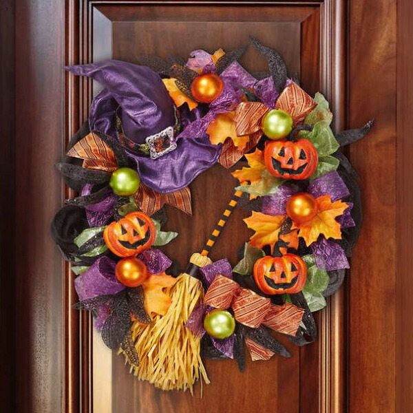 楽天市場 送料無料 あす楽 Costco コストコ ほうき ハロウィン リース 直径61cmコスプレ 玄関ドア 仮装 インテリア キャラメルカフェ