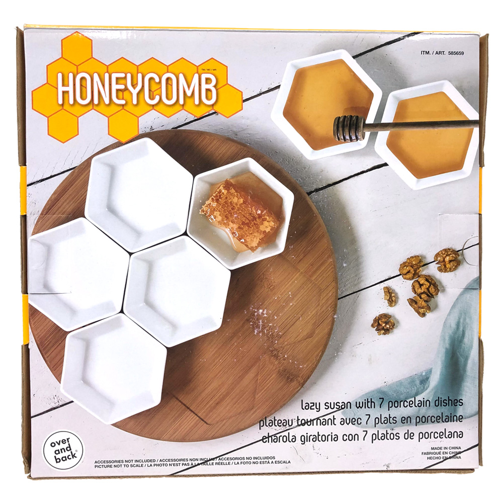 木製ターンテーブル付き オードブルプレート7ピースセット コストコ Honeycomb レイジースーザン 送料無料 Costco ミツバチの巣 ハチの巣