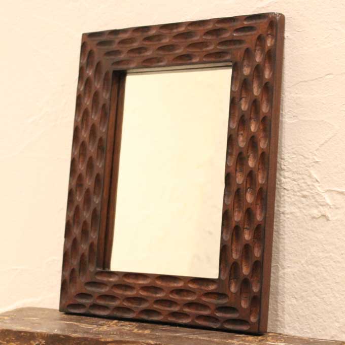 Wall Mounted Mirror 40 X 31 Asian Bali Antique Wood Carving Sculptures