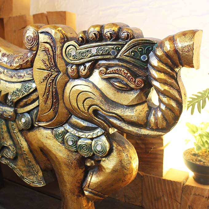 【楽天市場】金色 象の置物 アジアン オブジェ W60cm：アジアン雑貨・家具のカランカラン